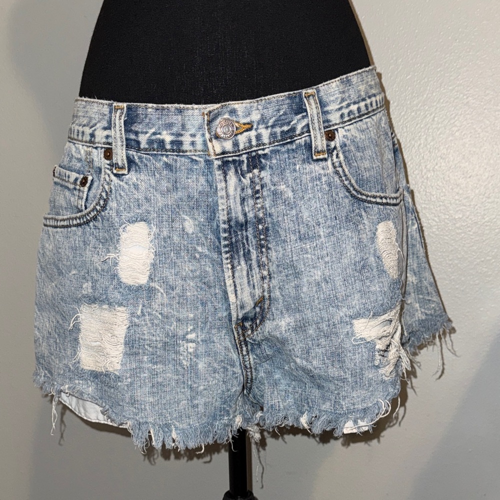 Levi's Light Blue Distressed Denim Cutoff Shorts